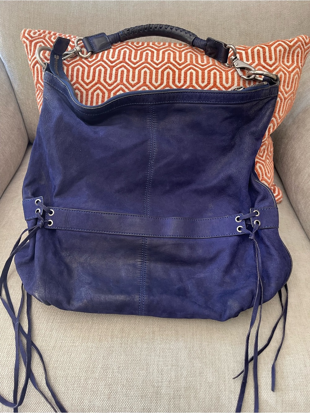 Rebecca Minkoff Indigo Blue Leather Lace-Up Hobo Bag